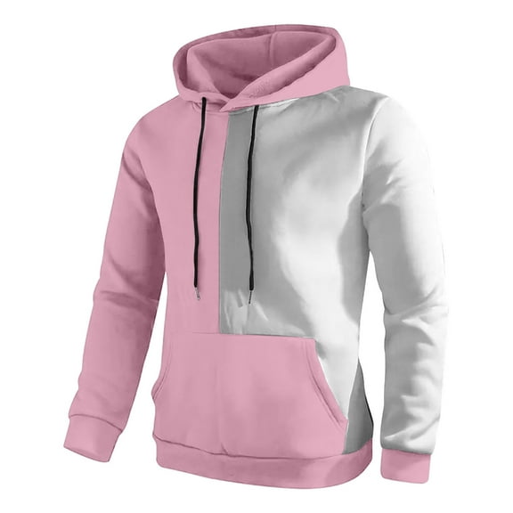 Krdevn Hoodies for Men - Men's 3D Casual Part Print Hooded Pullover Long Sleeve Drawstring Hooded Sweater Tops - Sweatshirts for Men,Color:Pink,Size:XXL