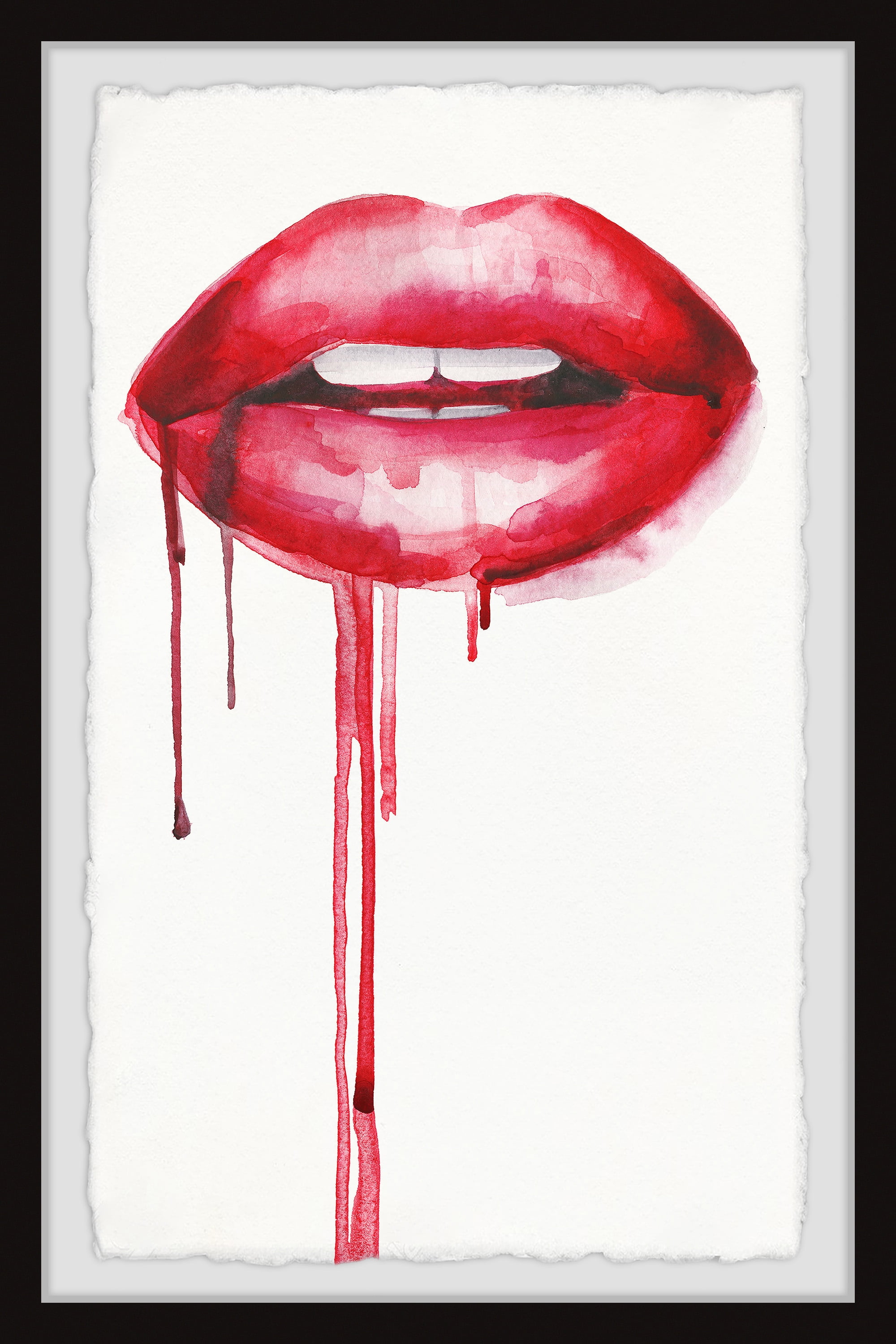 Marmont Hill "Kissable Lips" Framed Painting Art Print, 16.00" x 1.50"