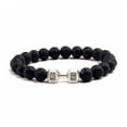 thumbnail image 6 of Natural Black Volcanic Lava Stone Dumbbell Bracelet black Matte Beads Brace N2D3, 6 of 9