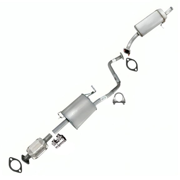 Northeastern Exhaust Catalytic & Front and Rear Muffler Assembly Fits 2014-2016 Kia Soul 1.6L - Direct Fit EPA-Approved | Stainless Steel Exhaust System Kit | Includes Gaskets, Sleeve & Cla
