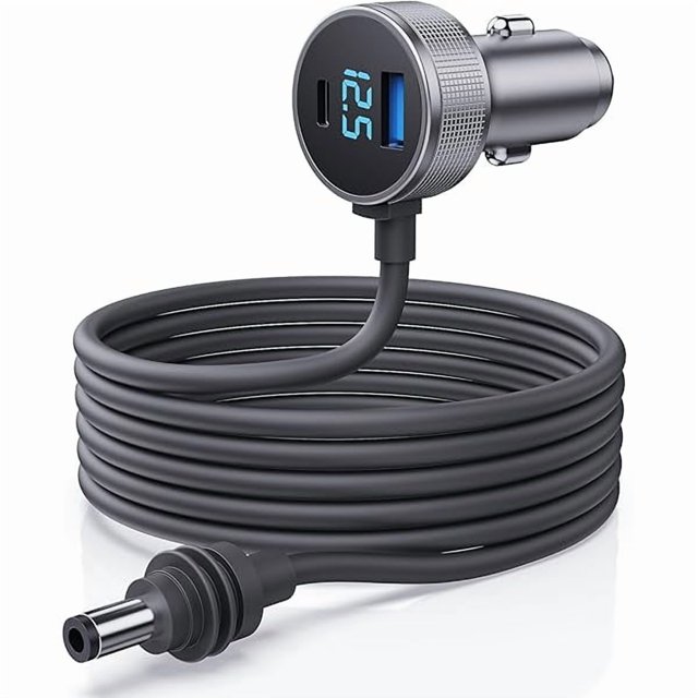 HAYAN Starlink Mini Cable, 3 in 1 Starlink Mini Car Charger DC Power Cable+ Cigarette Lighter Adapter 12V-48V with Digital Display, Durable USB C PD 40W and USB A 35W Ports for Trucks and Cars (10FT)