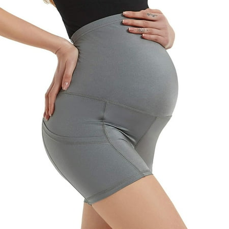 

MRULIC yoga pants Women s Sports Hip Lift Yoga Pants Fitness Running Shorts Maternity Shorts Grey + XL