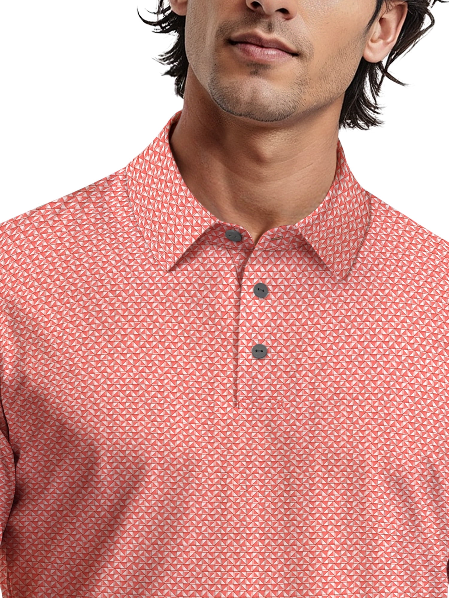 Ben Hogan Men's & Big Men's Performance Mini Geometric Print Short Sleeve Golf Polo Shirt, Sizes S-5XL