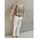 thumbnail image 3 of Pantalones para mujer Zulema conjunto de camiseta con cinturón 1/6 camiseta femenina jeans, 3 of 8