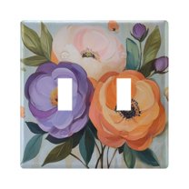 Yayeee Toggle Light Switch Wall Plate 2-Gang 4.56"x4.48" Decorative Outlet Cover, Bright Flowers