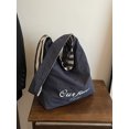 thumbnail image 4 of Bolso de lona informal a rayas para mujer, nuevo bolso de hombro de trabajo de gran capacidad 2024, bolso de mano ligero tipo cubo, 4 of 5