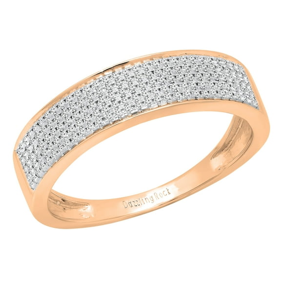 Dazzlingrock Collection 035 CT Round White Diamond Mens Wedding Band in 18K Rose Gold, Size 10