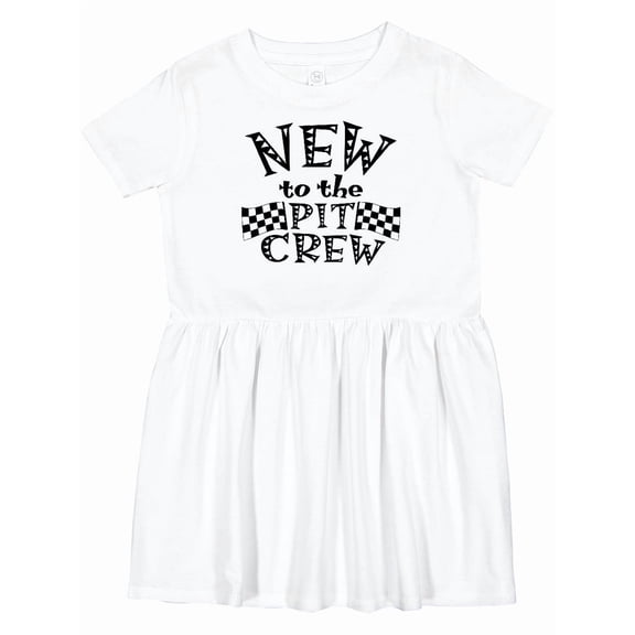 Inktastic New to the Pit Crew Racing Flags Girls Toddler Dress