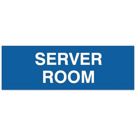 Signs ByLITA Basic Server Room Sign - Laser-Engraved Lettering | Durable ABS Plastic | Vibrant Colors | Powerful Foam Tape (Blue) - Small