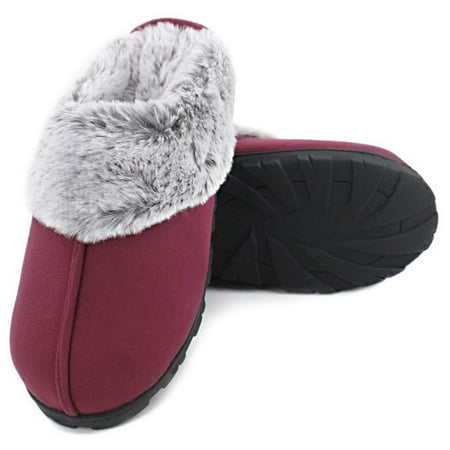 

Womens Slipper Memory Foam Fluffy Soft Warm Slip On House Slippers Anti-Skid Cozy Plush for Indoor Outdoor
