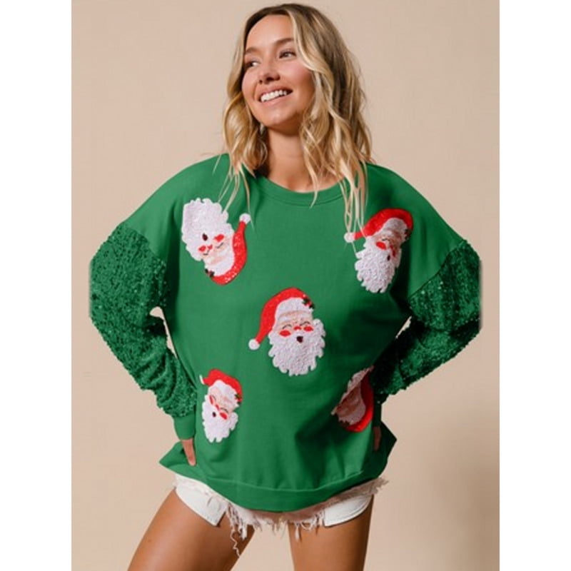 Sweat à Capuche Pailleté de Noël Élégant pour Femmes Arbre de Noël