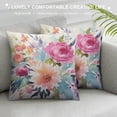 thumbnail image 3 of JEUXUS  Throw Pillow Covers Peonies Summer Watercolor Floral Pink Flower Girly Pastel Mint Colorful Decorative Pillow Cases Home Decor Square Pillowcases, 3 of 5