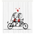 thumbnail image 3 of Ambesonne Love Shower Curtain, Couple Cycling Together, 69"Wx75"L, Black White Scarlet, 3 of 5