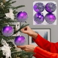 thumbnail image 4 of 4 Pieces Glitter Christmas Ball Ornaments, Rhinestone Sequin Christmas Decorations, Hanging Plastic Balls for Xmas Trees Wedding Party Holiday Decorations(3.15inches,Purple), 4 of 6