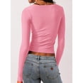 thumbnail image 4 of Raccmtaty Women's Summer Slim Cropped Tops Solid Color Long Sleeve Square-Neck Basic T-Shirt Streetwear, 4 of 6