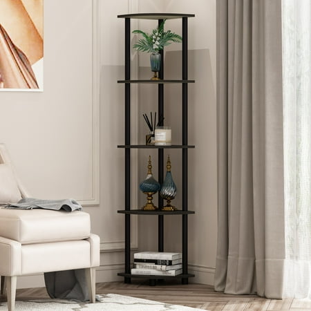 Furinno Turn-N-Tube Adult 4-Shelves Corner Bookcase with Assembly Instruction, Brown