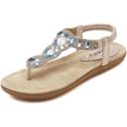 thumbnail image 1 of Sandalias de boda para mujer con cristales y cuentas de diamantes de imitación, estilo bohemio, estilo gladiador, talla grande, 1 of 5