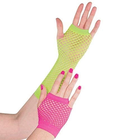 Neon Fishnet Gloves, Multicolor One Size