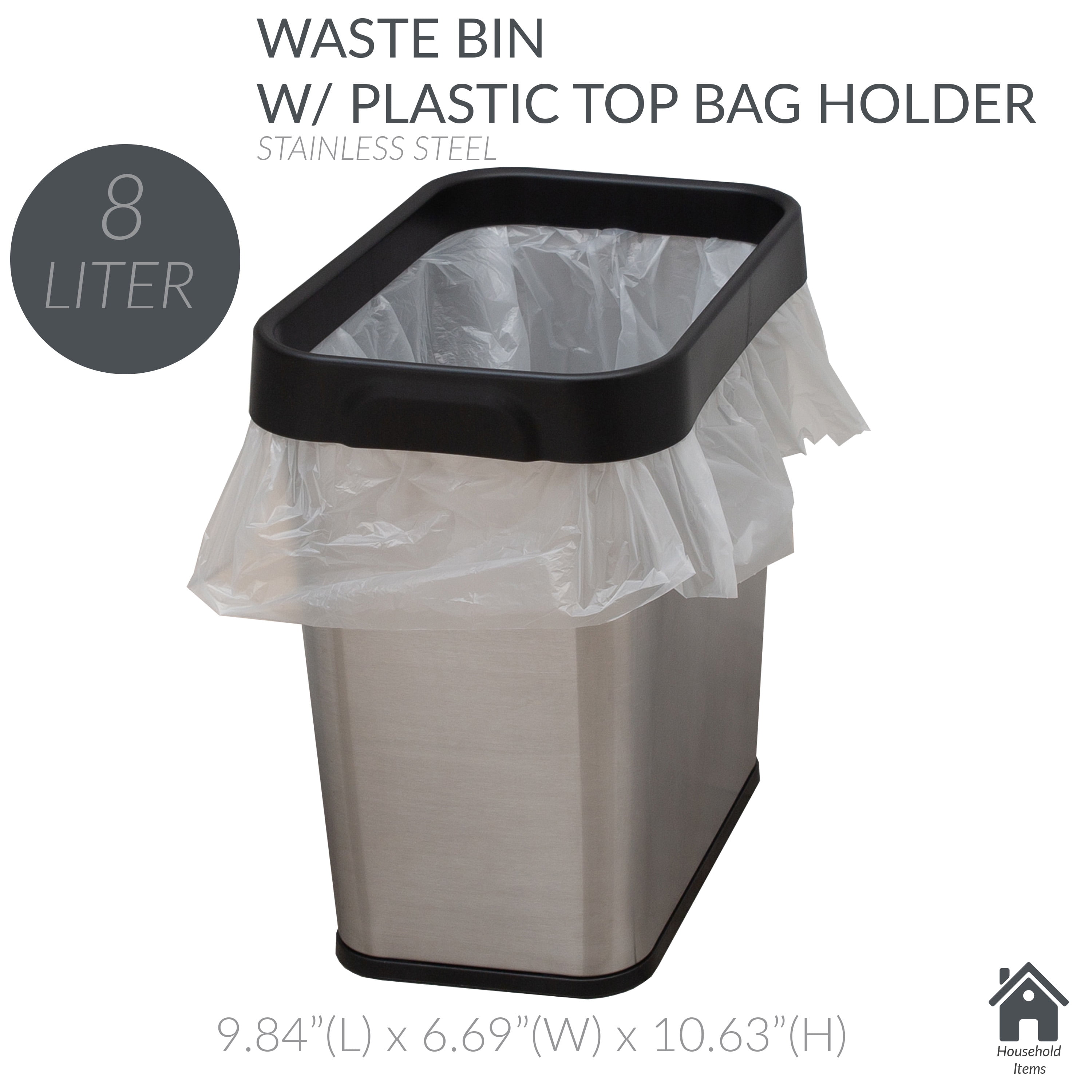 Bath Bliss 8 Liter Stainless Steel Trash Can