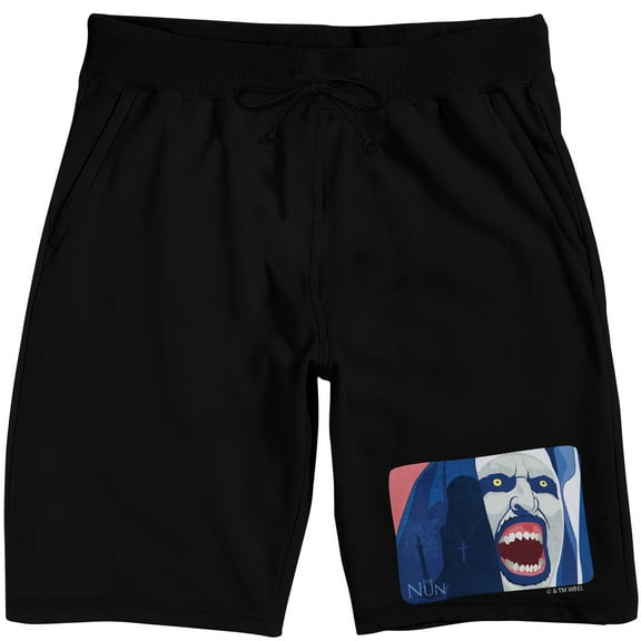The Nun Animated Demon Men's Black Lounge Shorts-Medium