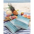 thumbnail image 3 of Pack of 2 Outdoor Pillow Covers, Northern Europe Turquoise Vintage Stripes Waterproof Square Throw Pillowcase Cushion Decorative Pillow Covers for Couch Patio Tent, 18x18 in, 3 of 6
