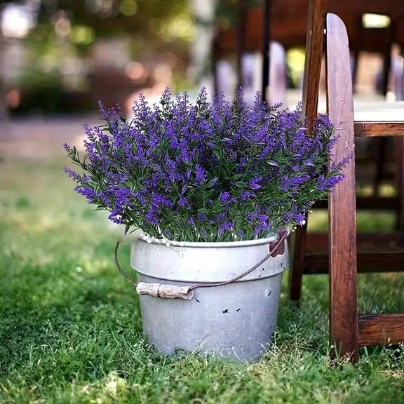 Artificial Plants Outdoor Artificial Lavender Flowers 10 Bundles Outdoor UV Resistant Fake Flowers No Fade Faux Plastic Plants Garden Porch Window Box Decor Spring Summer Decorations for Home