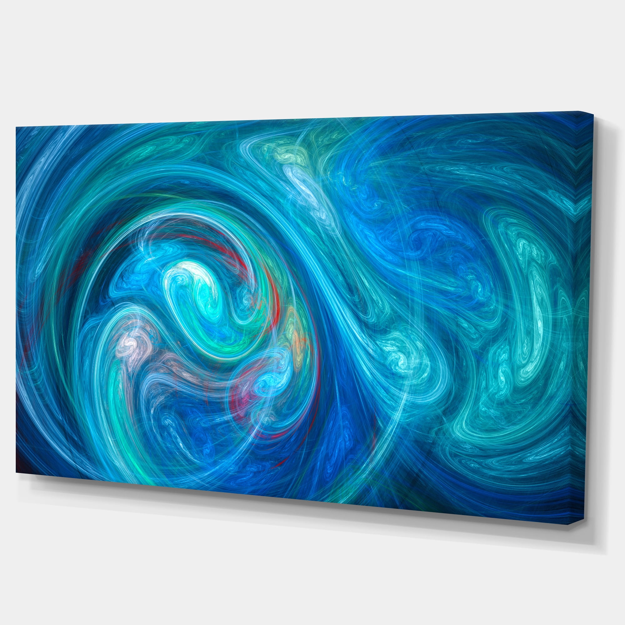 Designart 'Dark Blue Fractal Abstract Texture ' Abstract Canvas Wall Art