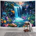 thumbnail image 2 of Gojian Fantasy Forest Tree Butterfly Wall Hanging, Fairy Magical Enchanted Jungle Waterfall Mushroom Tapestry for Bedroom Living Room, 2 of 6