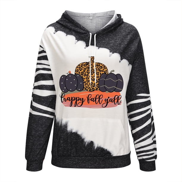 Moda mujer manga larga otoño camiseta impresión bolsillos con capucha blusa Tops Pompotops FGAJ22546