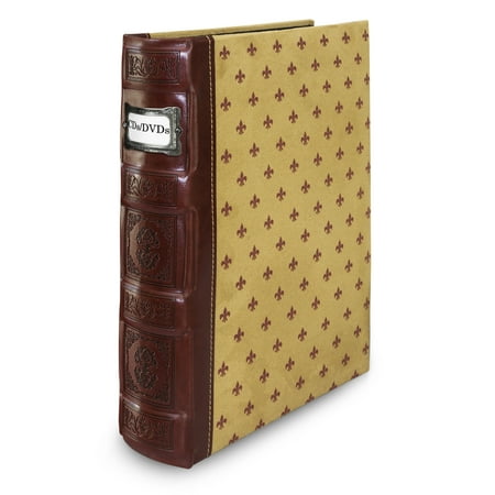 Bellagio-Italia Tuscany CD/DVD Storage Binder - Crimson Red - Leather - 48-Disc Capacity - Storage Organizer for DVDs  CDs  Blu Rays  & Video Games - Acid-Free Binder Organizer Sheets - 1 Pack