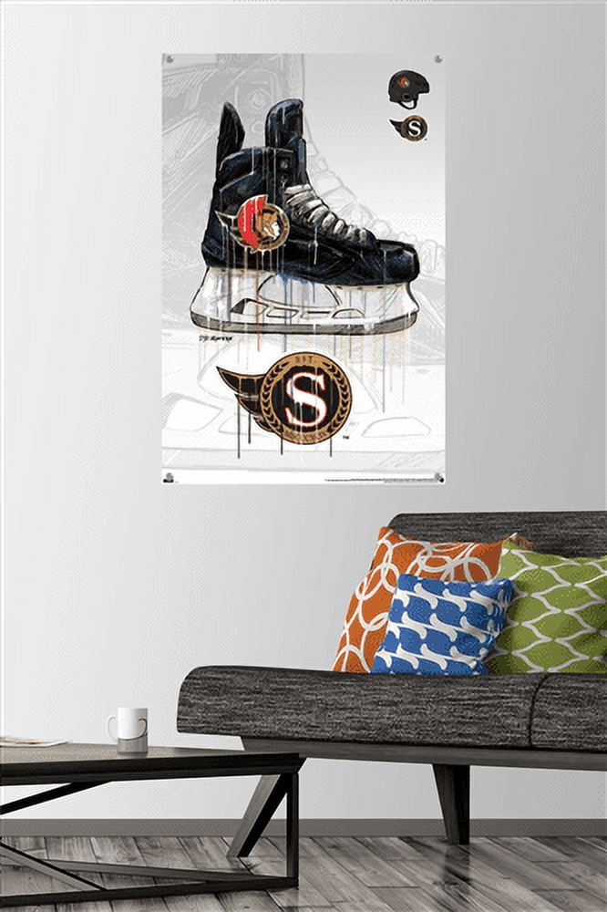 NHL Ottawa Senators - Drip Skate 21 Wall Poster with Push Pins, 22.375" x 34"