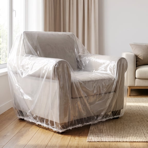 Single sofa Plastic Chair Covers, Chair Protector Slipcovers for Moving Storage, Waterproof & Dustproof Clear Chair Cover Protectors for Armchair or Recliner,39.37 × 39.37 × 39.37 in