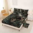 thumbnail image 2 of Metsweet Animal Dino T-Rex Queen Sheets 4 Pieces, Pine Cone Leaves Queen Sheet Sets, Green Brown,1 Fitted Sheet, 1 Flat Sheet and 2 Pillowcases, 2 of 5