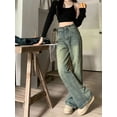 thumbnail image 2 of Deeptown-pantalones vaqueros holgados de pierna ancha para mujer, ropa de calle Vintage, lavado, Grunge, básico, holgado, azul, Otoño, Y2k, 2 of 5
