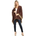 thumbnail image 7 of Sakkas Mari Women's Reversible Large Poncho Shawl Wrap Scarf Cape Ruana Blanket - Brown - One Size Regular, 7 of 7