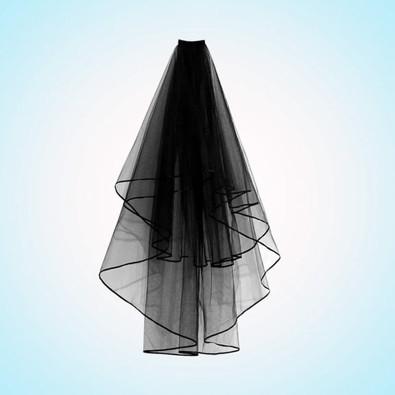 DECORNIJIA Black Wedding Veils Lace Tulle Bridal Accessory for Women 1Pack