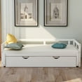 thumbnail image 2 of Extendable Daybed with Trundle, Wooden Daybed Twin or Double Twin, Kids Twin Size Trundle Daybed for Kids Teens Adults, No Box Spring Required (Twin/Double Twin,White), 2 of 8