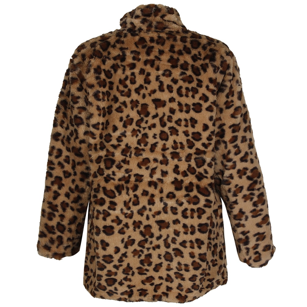 Janice Apparel Women's Faux Fur Animal Print Cheetah Zip Up