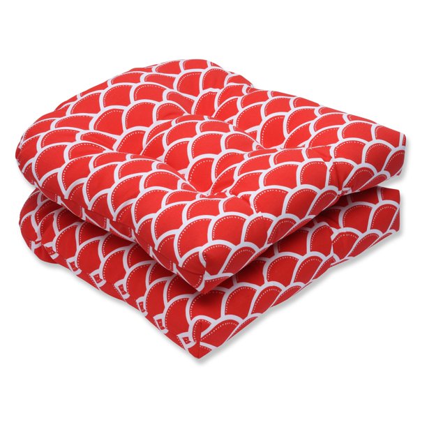 Pillow Perfect Outdoor/ Indoor Sunny Red Wicker Seat Cushion (Set of 2