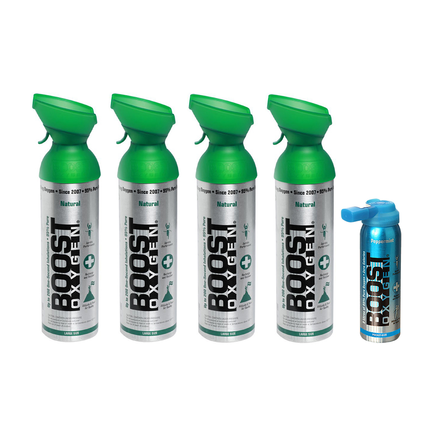 Boost Oxygen 10 & 2 Liter Natural Pure Canned Oxygen Canister (5 Pack