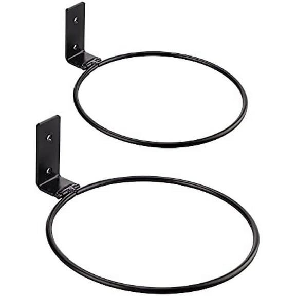2PcsFlower Plant Pot Holder Ring, 8Inch Black Wall Planter Hook Hanging Stand Mounted Hangers Collapsible Bracket for Balcony Home Garden Yard Indoor Outdoor