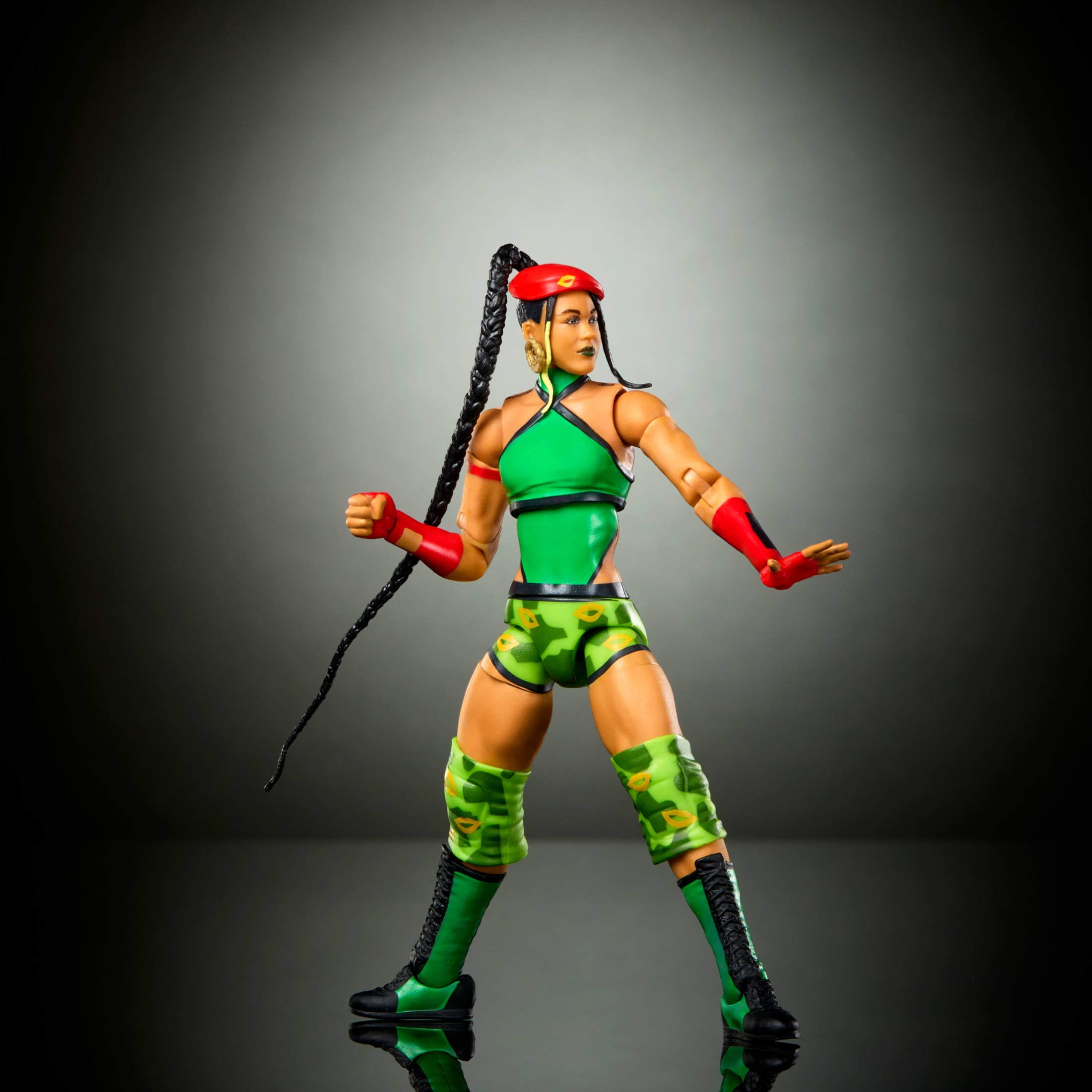 WWE X Street Fighter Bianca Belair Action Figure & Accessories, 6-inch Collectible Cammy Mashup Set