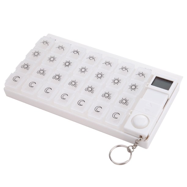 Organizador Wdftyju Digital 7days Pill Reminder Caja Estuche Temporizador Blanco