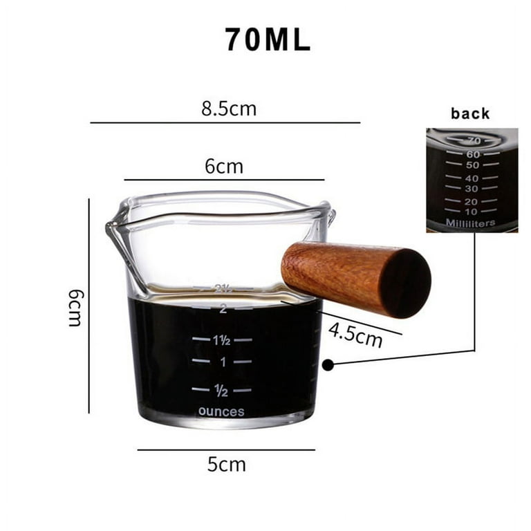 50/75/100ml Espresso Measuring Cup with Wooden Handle Double/Single Spouts  Clear Coffee Shot Glass Heat Resistant Retro Milk Jug - China Glassware and  Coffee Mug price