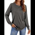 thumbnail image 3 of Sudadera Informal de Cuello Redondo para Mujer, Larga, Corte Holgado, Cuello Alto, Forro Cómodo, Prendas de Moda para Otoño. Gris XL, 3 of 8