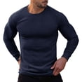 thumbnail image 2 of Long Sleeve Shirts for Men, Mens Spring Crewneck Shirt Long Sleeve Anti-Wrinkle Casual Muscle T Shirts Workout Slim Fitted Striped Tops Clothes, 2 of 6