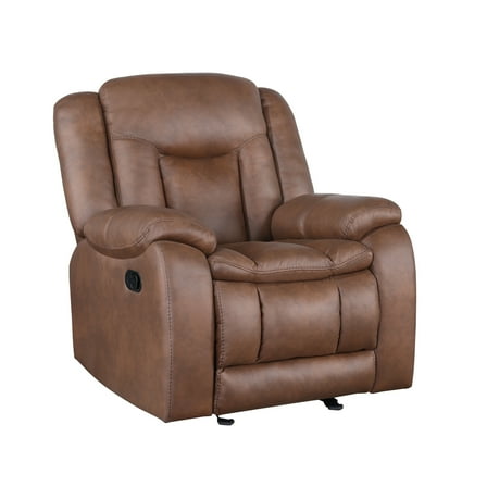 New Classic Furniture Morello Fabric Upholstered Manual Glider Recliner in Brown