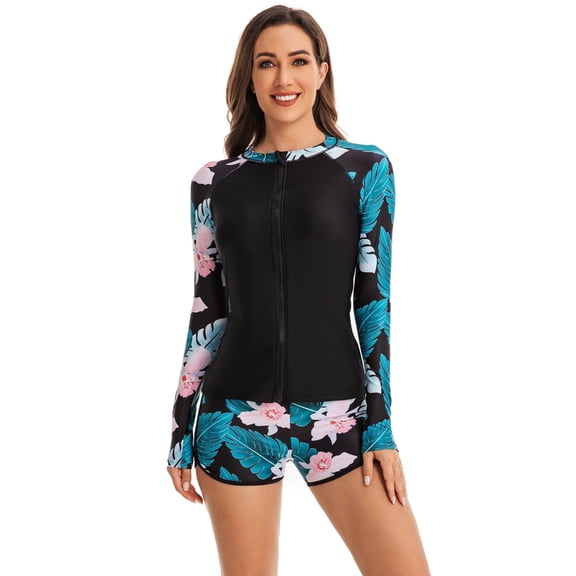 Womens Printed Swimwear with Boyshorts Two Pieces Tankini Swimsuits Bathing Suit