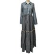 thumbnail image 5 of Joernso Women's Plaid Maxi Dress Long Sleeve Button-Down Shirt Long Dress Casual V-Neck A-Line Dress for Spring Summer, 5 of 7