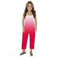 thumbnail image 4 of ATOGUTA Girls Wide Leg Jumpsuit Size 5T-14 Spaghetti Strap Loose Romper Kids Casual Sleeveless Overalls with Pockets Watermelon Red, 4 of 5